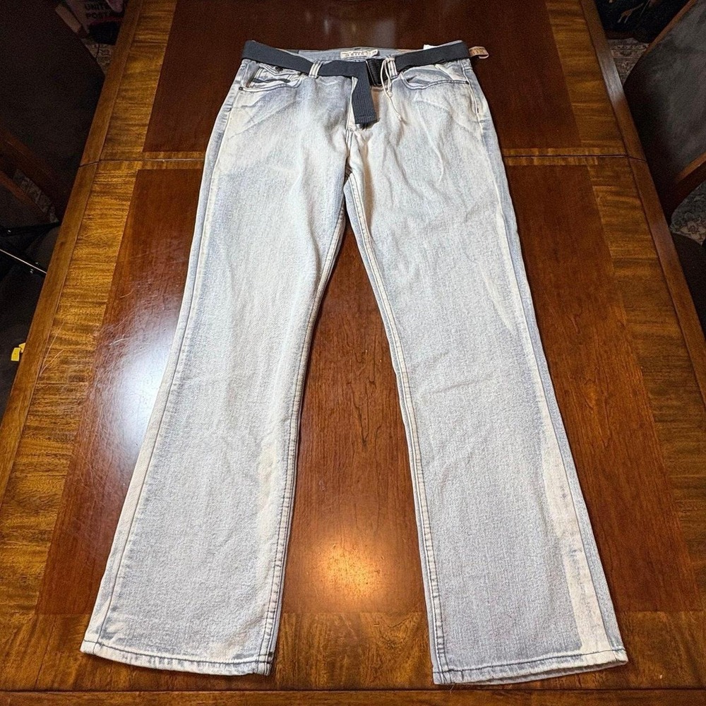 GS115 Light Wash‎ Belted Straight Leg Jeans Size 36